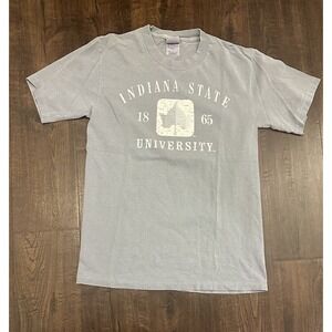 Indiana State University T-Shirt Small Gray Short Sleeve Crew Neck Comfort Color